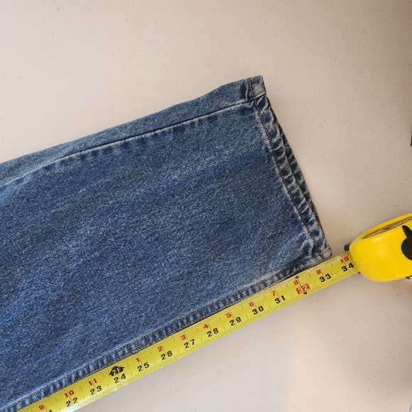 Vintage 90s Levis 535 Dark Wash Relaxed Fit Tapered Leg Jeans 1990s Mens Size 34 - Picture 11 of 11